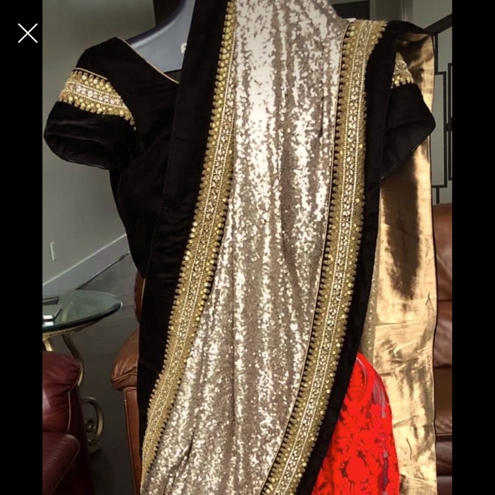 Net saree with sequencing palu